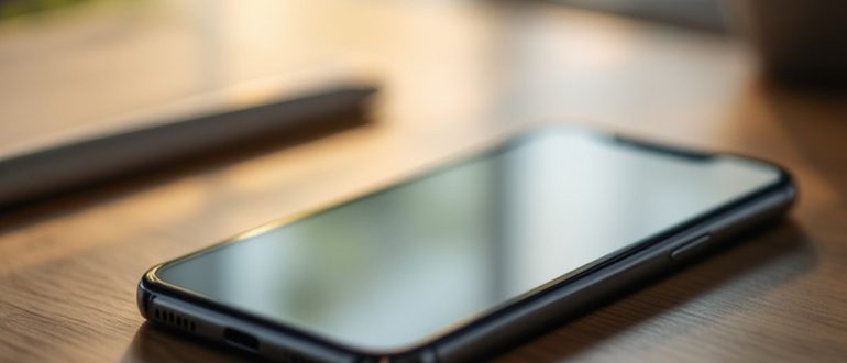 Смартфон с мессенджером и нейтральной аватаркой профиля на рабочем столе