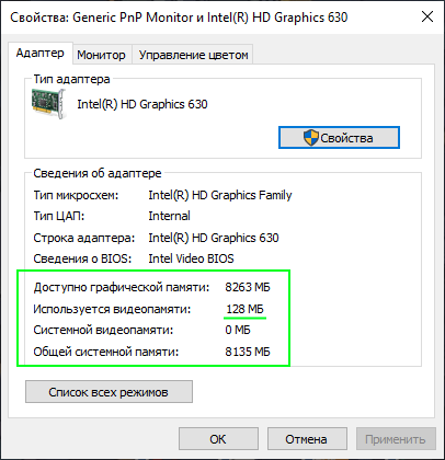 Выделение видеопамяти windows 10